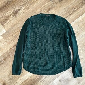 Women's Crewneck Textured Sweater - Dark Green